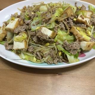 厚揚げとひき肉の野菜炒め